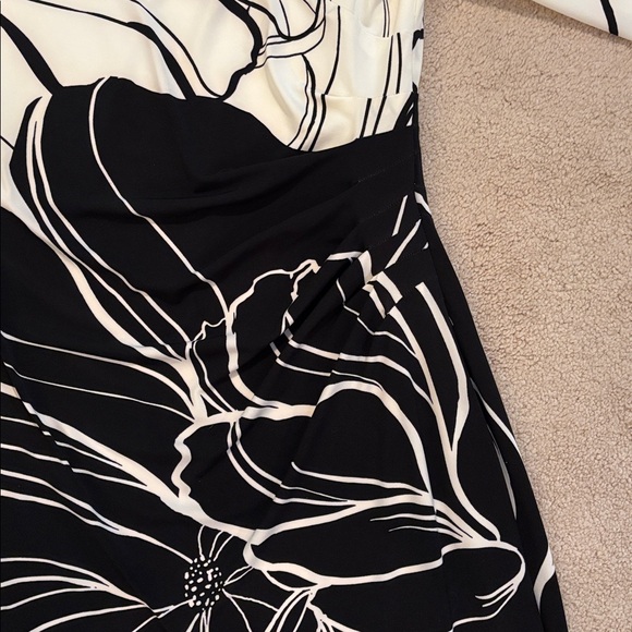 Ralph Lauren Black & winter White Long Sleeve Midi Dress -size 18. Flattering. - Picture 8 of 9